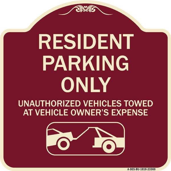 Parking Restriction Resident Parking Unauthorized Vehicles Towed at Owner Expense, BU-1818-23368